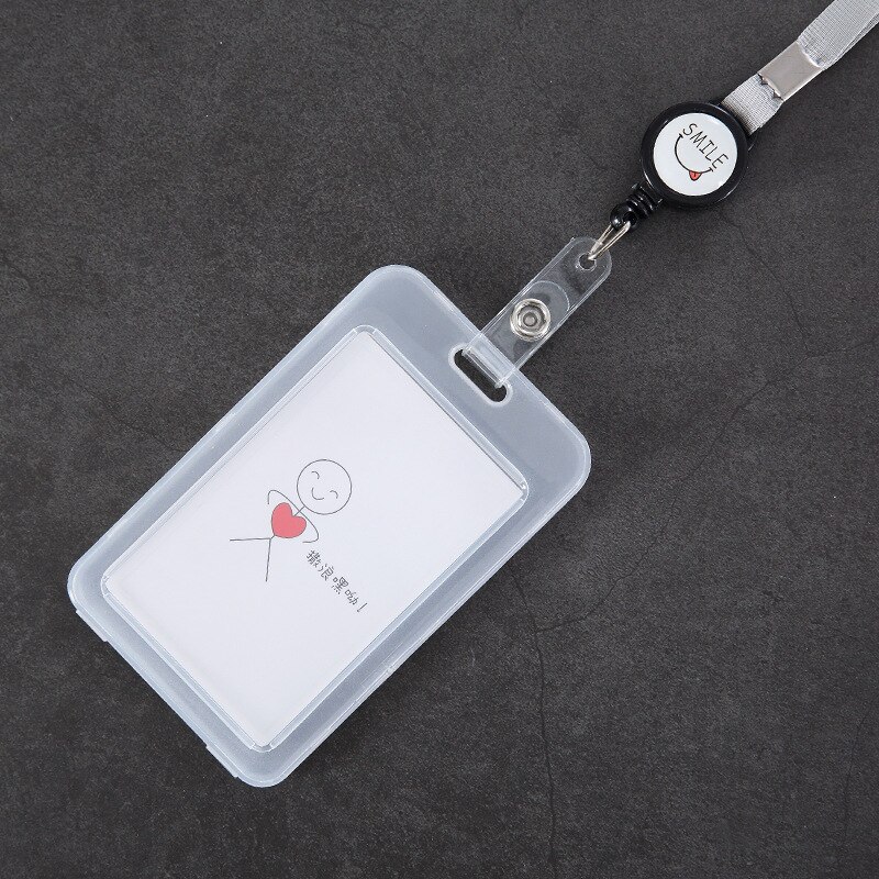 Pvc Transparent Card holder Hanging Rope Cartoon Lovely Document ID Card Holder Student Public Transport Dining-card Holder: 3