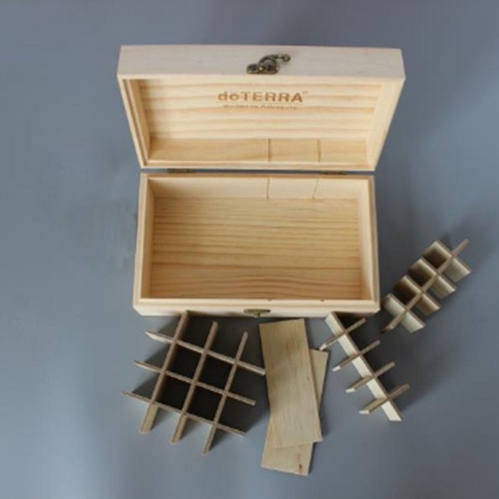 Caja de aceites esenciales de madera de moderno, estuche protector de madera maciza, frascos de aromaterapia, organizador de almacenamiento, 36 ranuras,