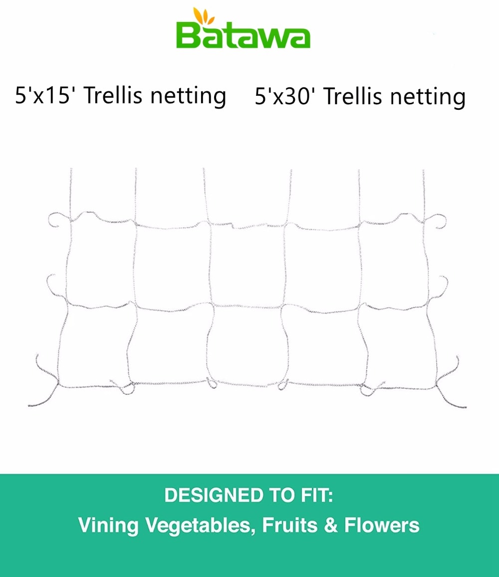 Heavy-Duty Polyester Plant Trellis Netting 6" Square Mesh Tangle-Free Net 2 Size White Color Climbing Vine Netting