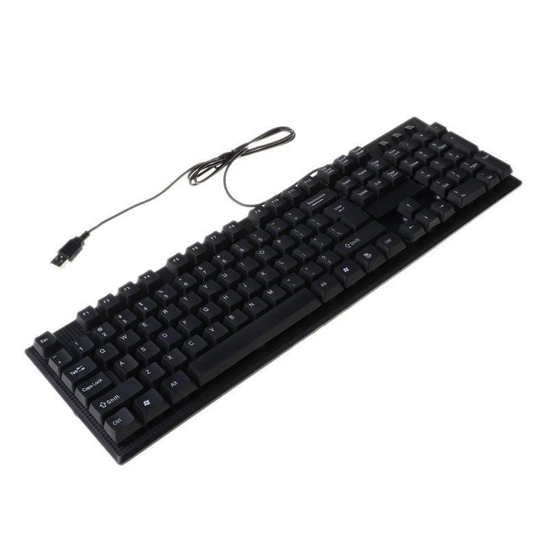 USB Wired Silent Keyboard Waterproof Office 104 Keys Keyboard for Desktop 28GE