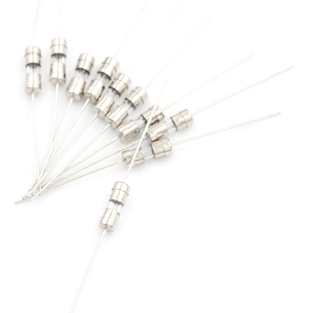 10 teile/los 1A/1.5A/2A/3A/5A 250V Doppel eisen kappe Axial Langsam Glas sicherung mit blei draht Mix Set 3,6*10mm