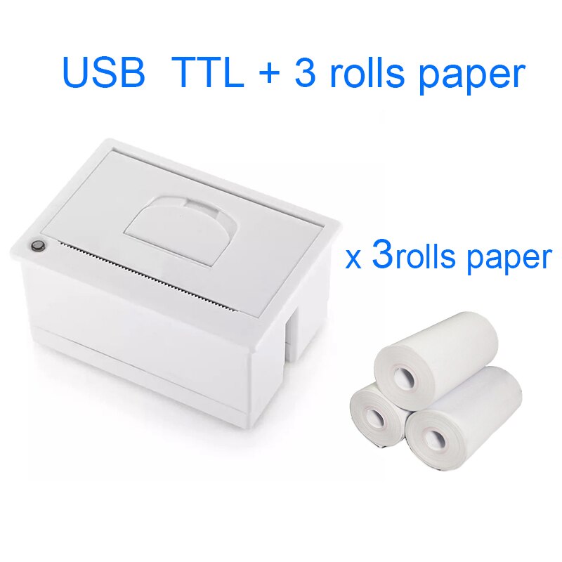 204 mini embedded printer thermal ESC POS receipt parallel panel printer USB TTL RS232 Kiosk Printer 58mm Barcode Arduino: USB TTL 3 Paper