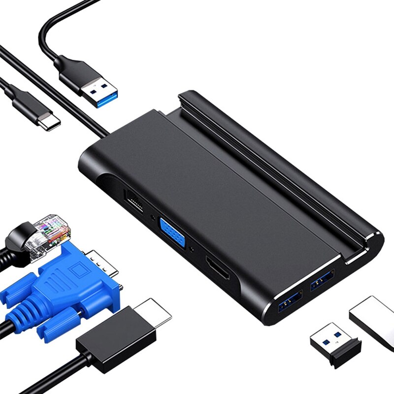 7 in 1 di Tipo C Hub per Pro Huawei Matebook Del Computer Portatile Smartphone VGA PD LAN USB 3.0 a HDMI Docking stazione di