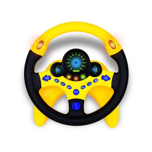 Children Kids Steering Wheel Toy with Light Sound Simulation Driving Education Toy Simulation Driver Pretend Toys for baby: Yellow