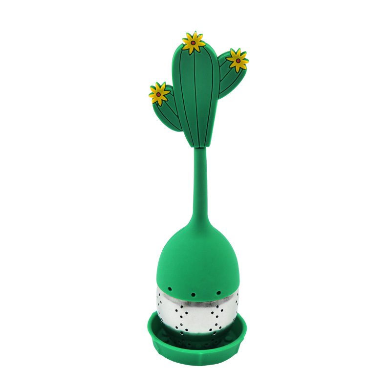 Tesil med silikonhandtag, rostfritt stål tekulfilter, tekanna med kaffefilter, citron-apelsinformad kryddsil: Armégrön