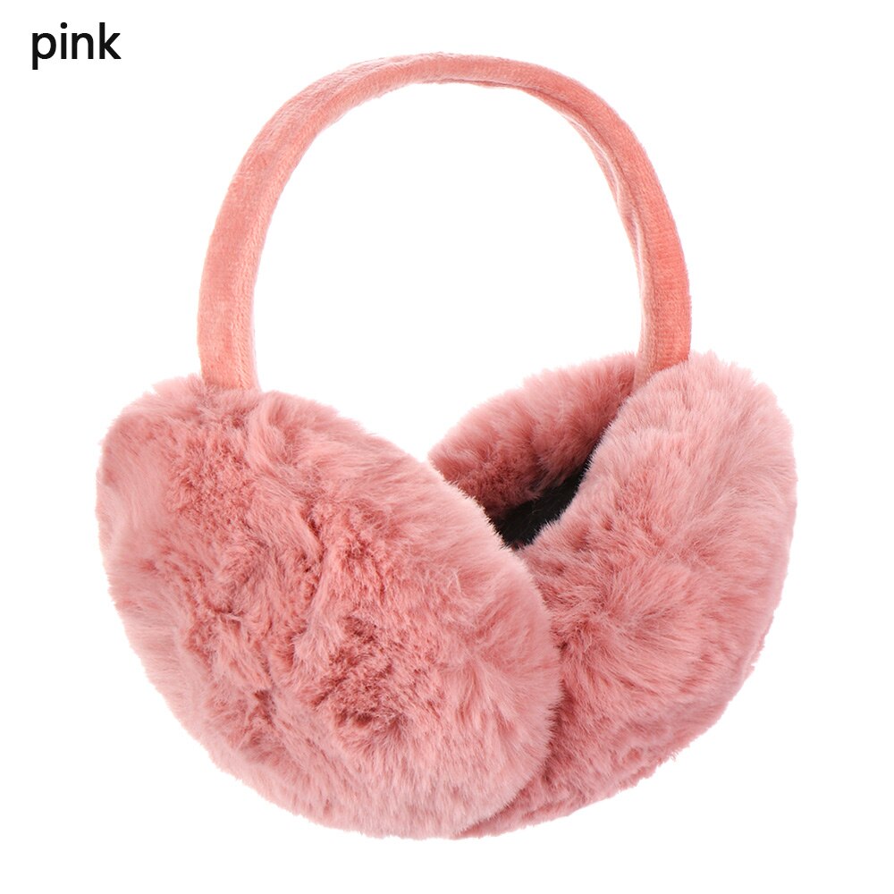 Winter Earmuffs Warm Plush Soft Comfortable Headphone Style Ear-cap Foldable Earflap Ladies Outdoor Anti-Wind Ear Warmer: pink