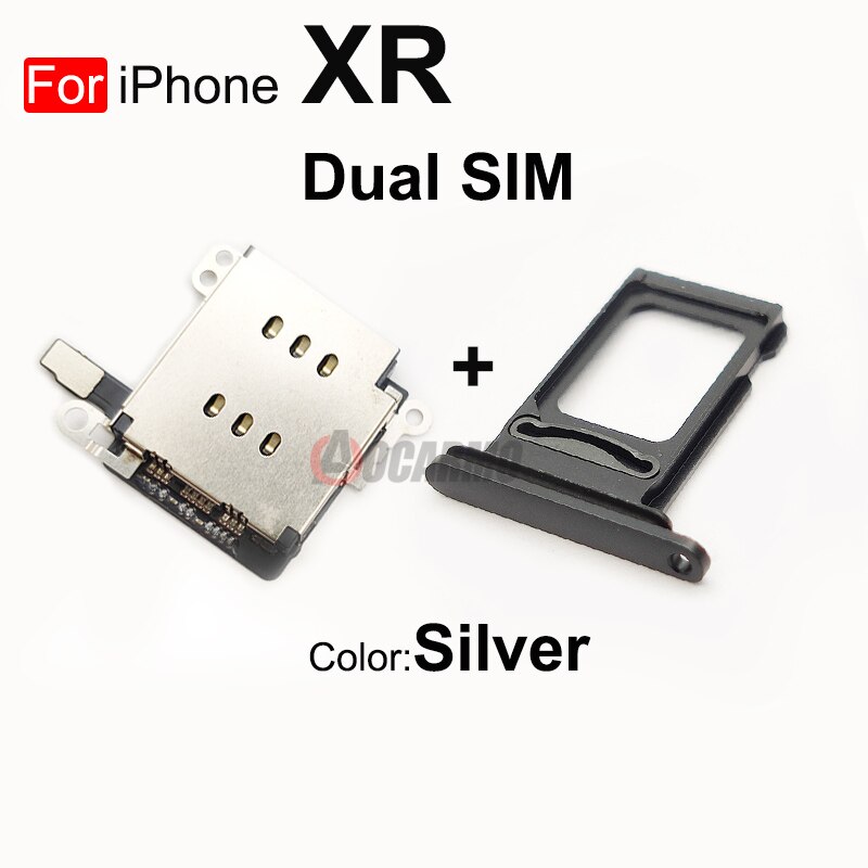 Aocarmo 1Set Voor Iphone Xr Dual Sim Card Reader Flex Kabel + Sim-kaart Lade Houder Slot Adapter Reparatie deel: For XR--1Set Black