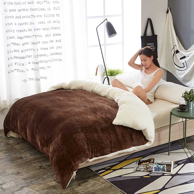1 stk vinter tykt fleece dynebetræk super blødt varmt dynebetræk boligindretning sovesofa dynebetræk sengetæppe sengetøj: Kaffe / 150 x 200cm
