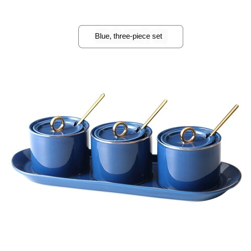 Seasoning box ceramic seasoning jar seasoning can kitchen using Nordic seasoning combination set seasoning bottle salt cans.: Orange