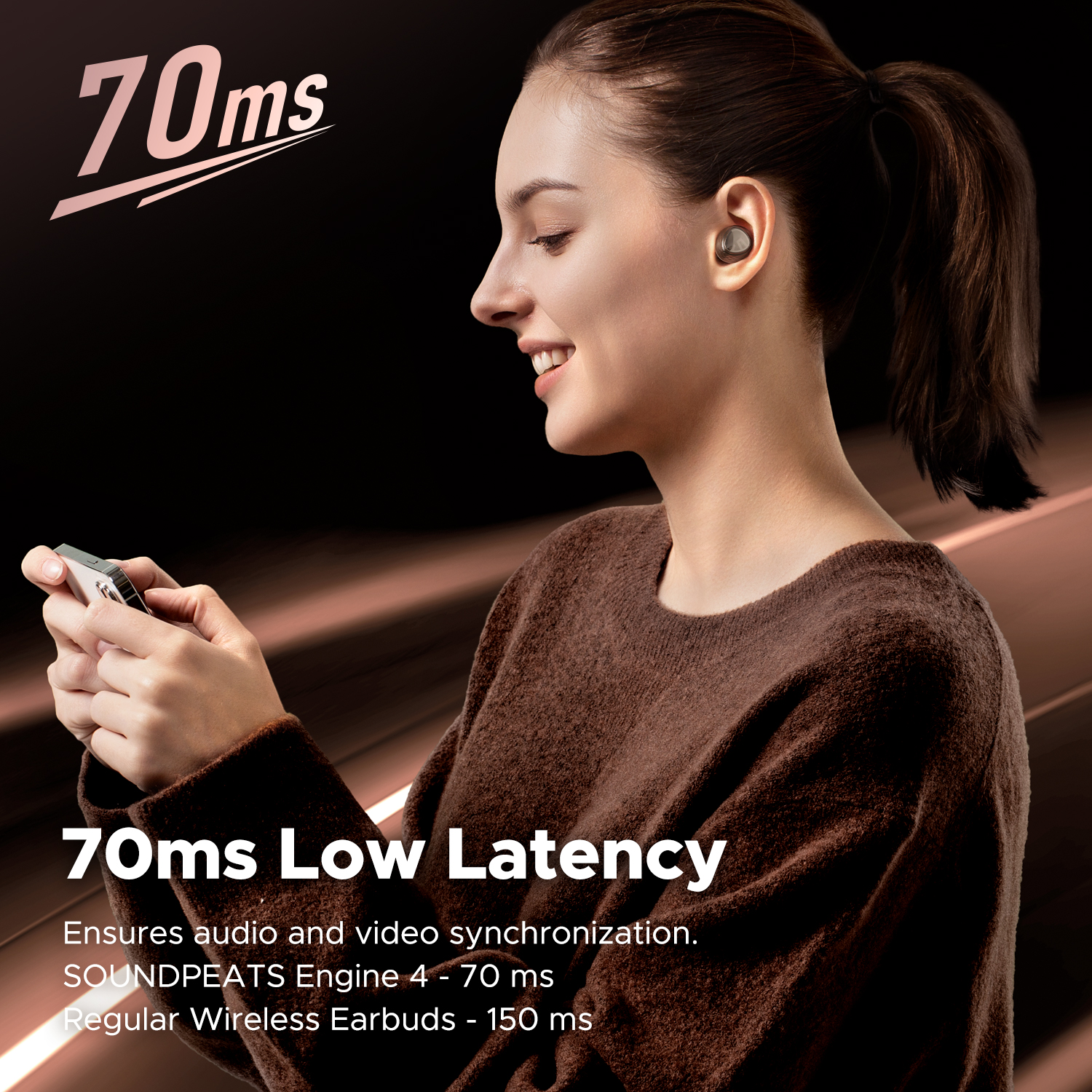 Bezprzewodowe słuchawki douszne SoundPEATS Engine4 Hi-Res Bluetooth 5.3 z LDAC, koncentrycznymi podwójnymi dynamicznymi przetwornikami dla dźwięku stereo, łącznie 43 godziny