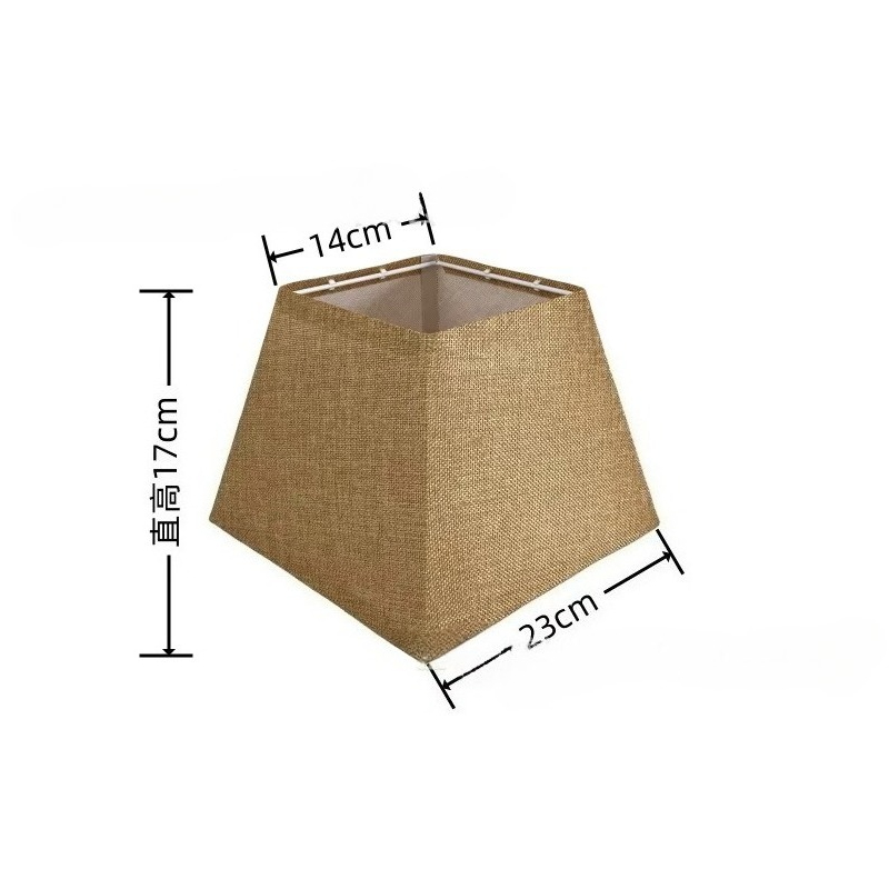 KD-Abat-jour d'angle carré en toile de jute, petite et grande lampe de table, lampadaire, abat-jour en lin beige, lin naturel, fabriqué à la main: Marron
