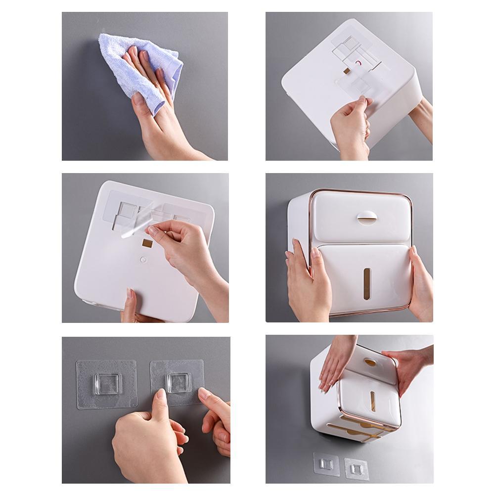 Wall Mounted Toilet Paper Holder Waterproof Tray Roll Tube Toilet Paper Storage Box Tray Tissue Box Shelf Bathroom Product