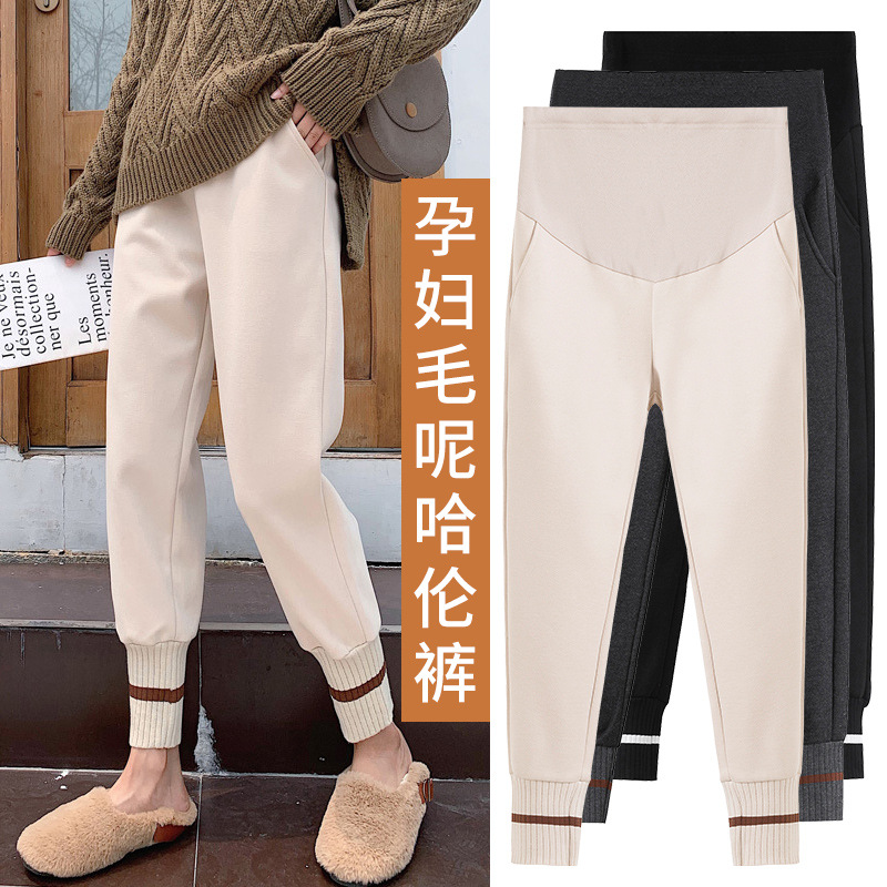 Frauen Schwangerschaft Schlauch Winter Warme Elastische Taille Bauch Hosen für Schwangere Winter Verdicken Warme Plus Samt Mutterschaft Hosen