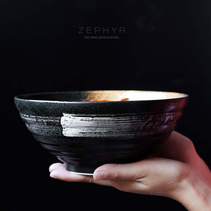 Fancity Japanse Stijl 7.5 Inch Grote Kom Ramen Kom Keramische Soepkom Retro Servies Hoed Kom Trompet Kom Keramische