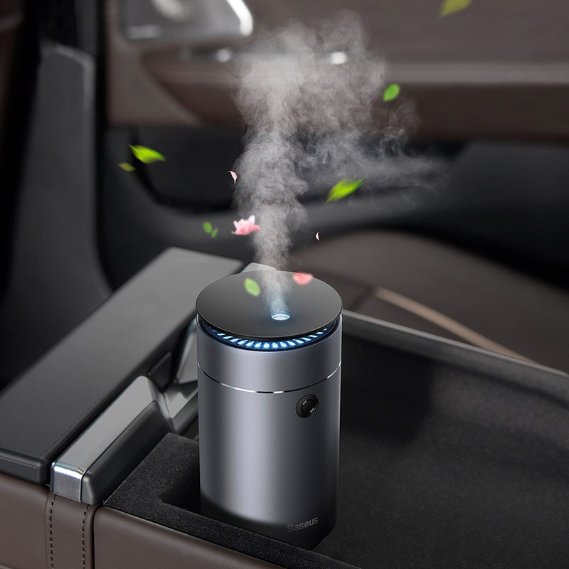 Baseus Car Air Freshener Humidifier Auto Purifier Aromo with LED Light For Car Aromatherapy Diffuser Car Air Freshner Perfume: Grey