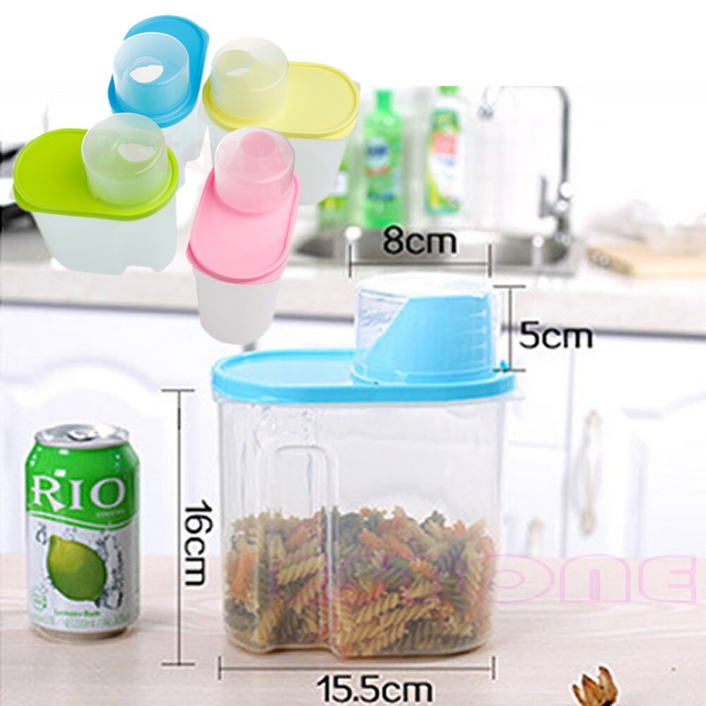 Dried Food Cereal Flour Pasta Food Storage Dispenser Rice Container Sealed Box 1.9L JJ2834