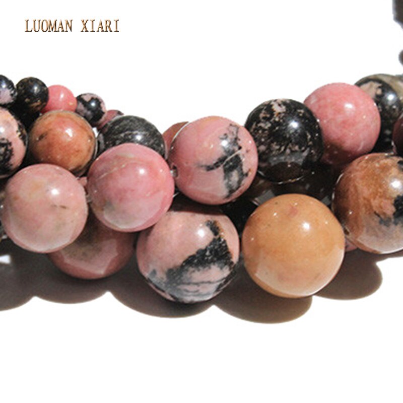 Fine AAA 100% Natural Black Rhodochrosite Round Stone Beads For Jewelry Making DIY Bracelet Necklace 4/6/8/10/12 mm Strand 15''