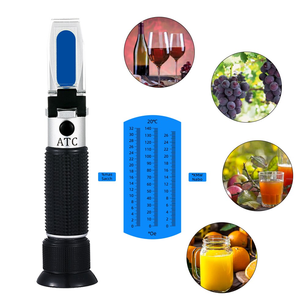 3 in 1 Wein Refraktometer 0-140 ° Oe 0-26 ° kmw Nabo 0-32% mas sacch Zucker Konzentration Meter Trauben Saft Flüssigkeit Index Tester Werkzeug