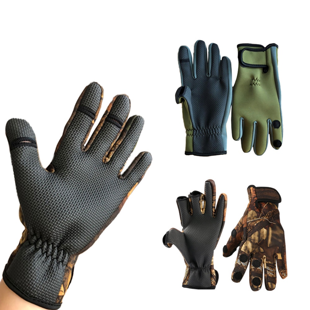 Outdoor Winter Vissen Handschoenen Waterdichte Mitten Drie Vingers Cut Anti-Slip Klimmen Handschoen Wandelen Camping Rijhandschoenen