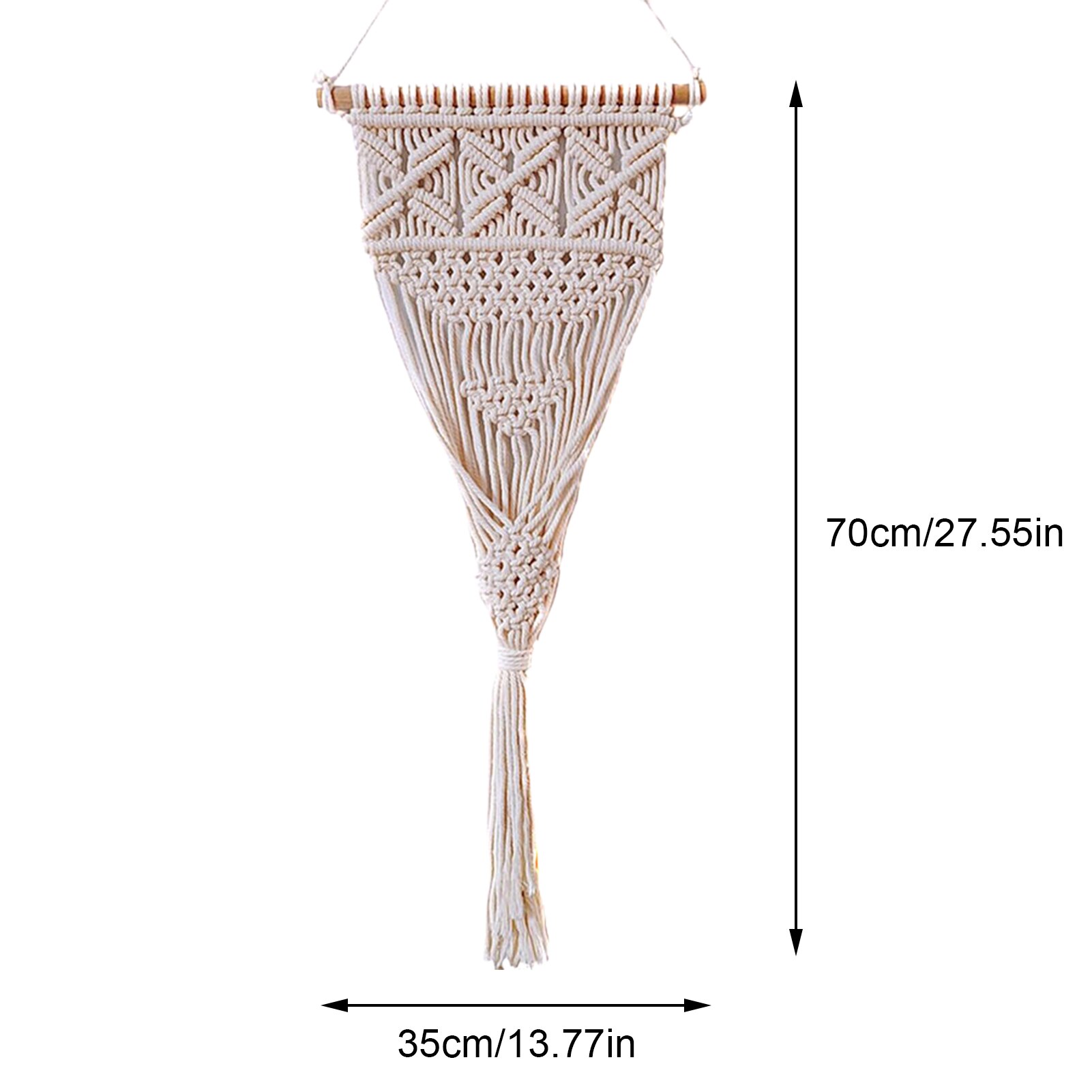Woven Macrame Plant Hanger Macrame Plant Hanger With Wooden Rod Boho Decor For Garden Terrace Patio Home Wedding Party 35x70cm