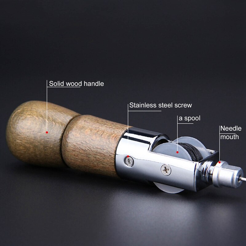 Leather Craft Lock Stitch Sewing Awl Thread Kit Needles Stitch Leather Fabric Grocery