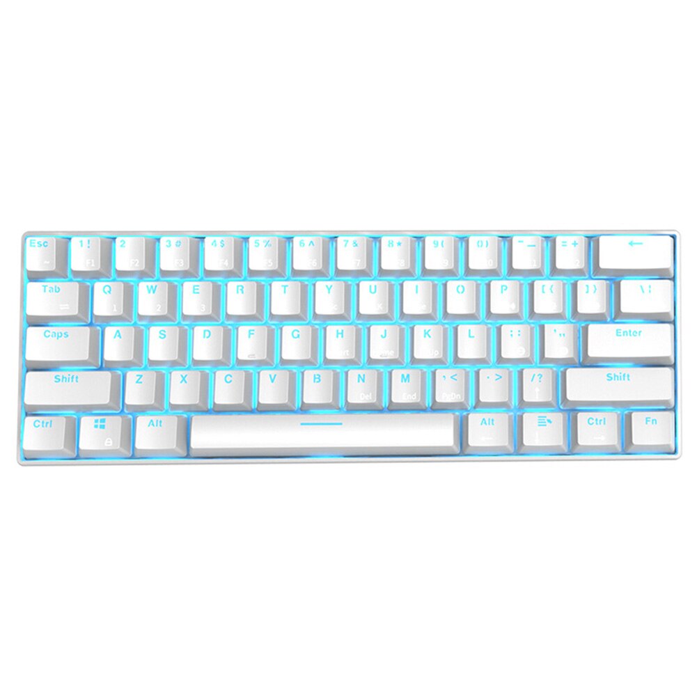 RK61 Wireless Bluetooth Mechanical Gaming Keyboards Slim 61 Keys RGB Single LED Backlit Multi-Device Green Switch Keyboard: White