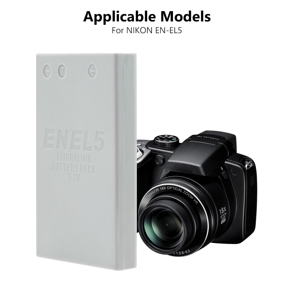 1/2 Pieces EN-EL5 ENEL5 EN EL5 3.7V 1150mAh Li-ion Camera Battery for Nikon Coolpix 3700 4200 5200 5900 7900 P3 P4 P500 P510