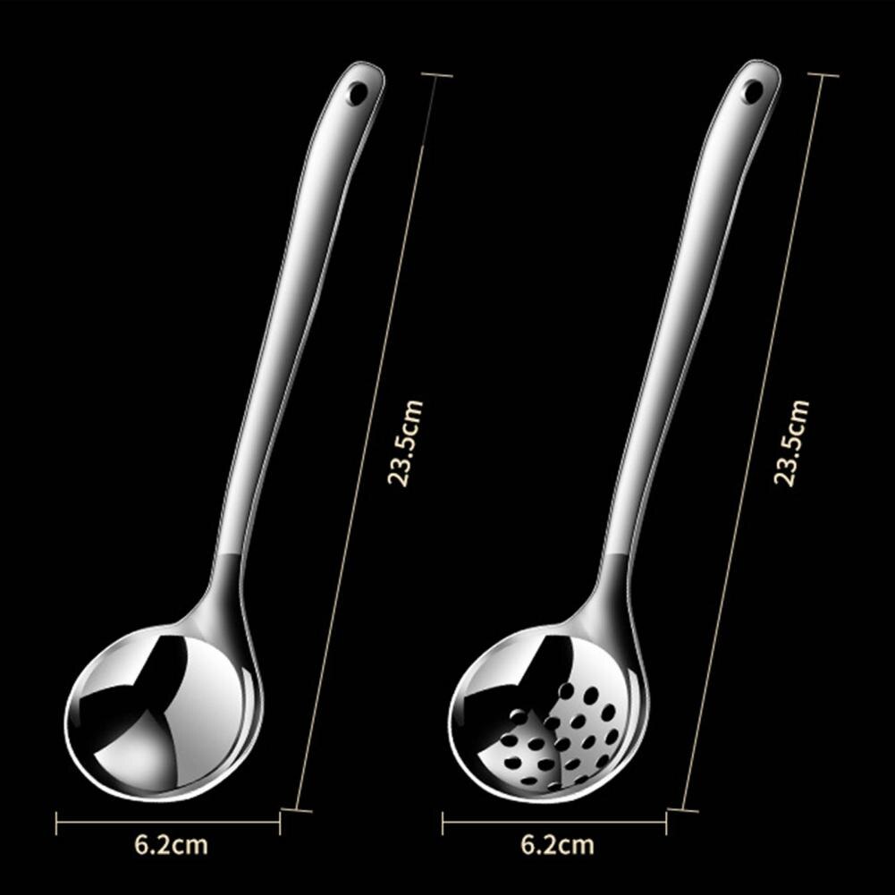 Long Handle Soup Ladle Stainless Steel Soup Spoon Strainer Scoop Food Grade Colander Spoon Pot Serving Spoon Tablespoons
