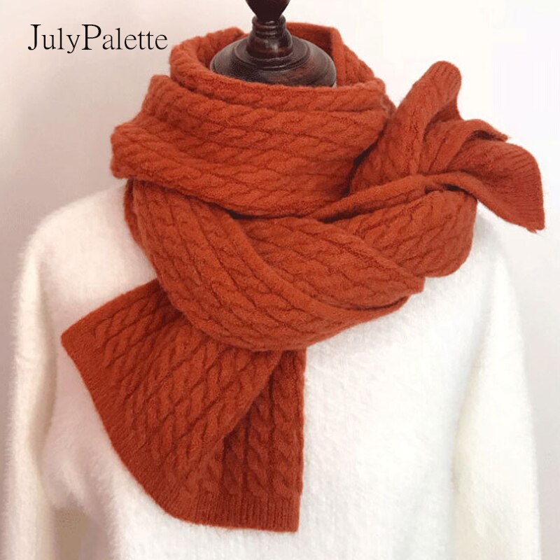 Julypalette Solid Twist Sjaal Vrouwen Herfst Winter Kasjmier Warme Gebreide Sjaals Lange Vrouwelijke Sjaals Pashmina Sjaal 10 Kleuren