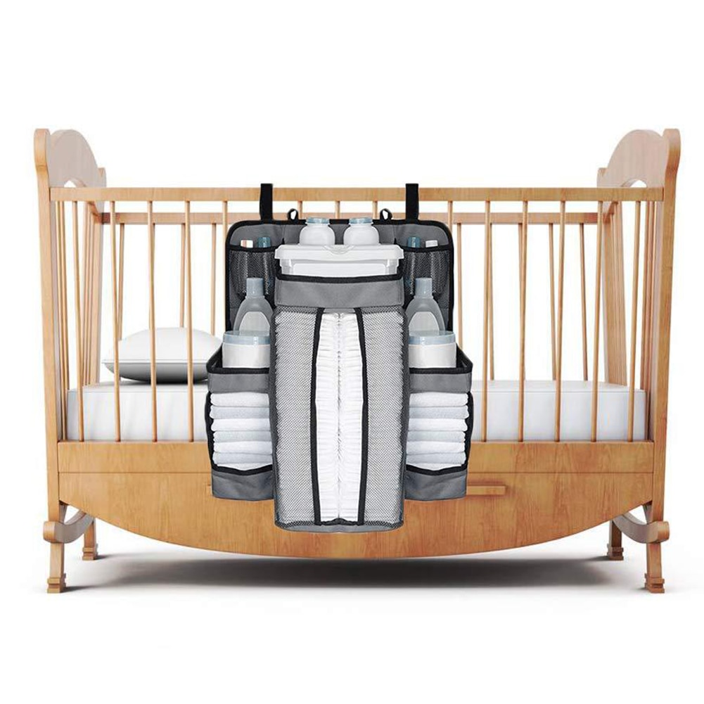Bærbar babyseng hængende opbevaringspose vandtæt legetøjsbleetaske nyttig sengelinned arrangør spædbarn barneseng sengetøj sæt