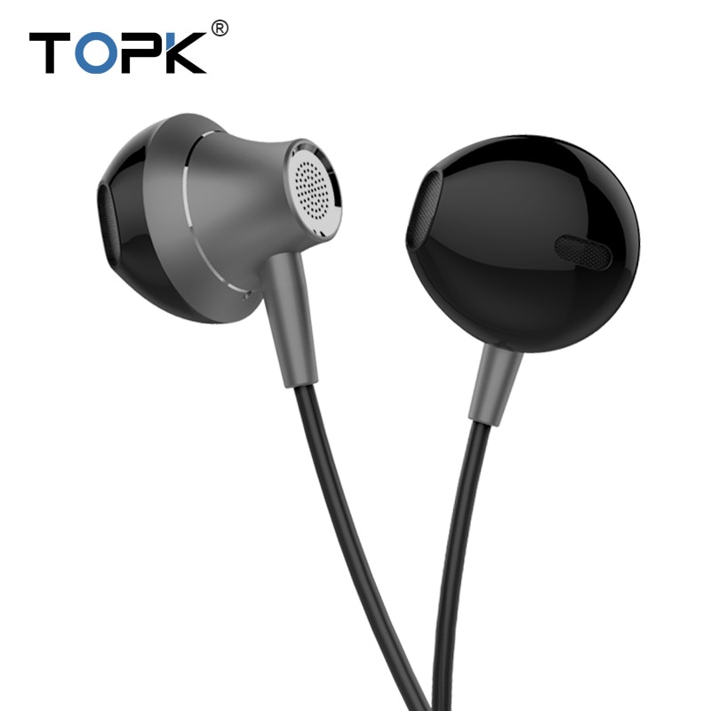 TOPK 3.5mm Heavy Bass Wired Oortelefoon In-Ear Oordopjes Met Microfoon Universal Getroost Oordopjes Volumeregeling Stereo Sport Headset