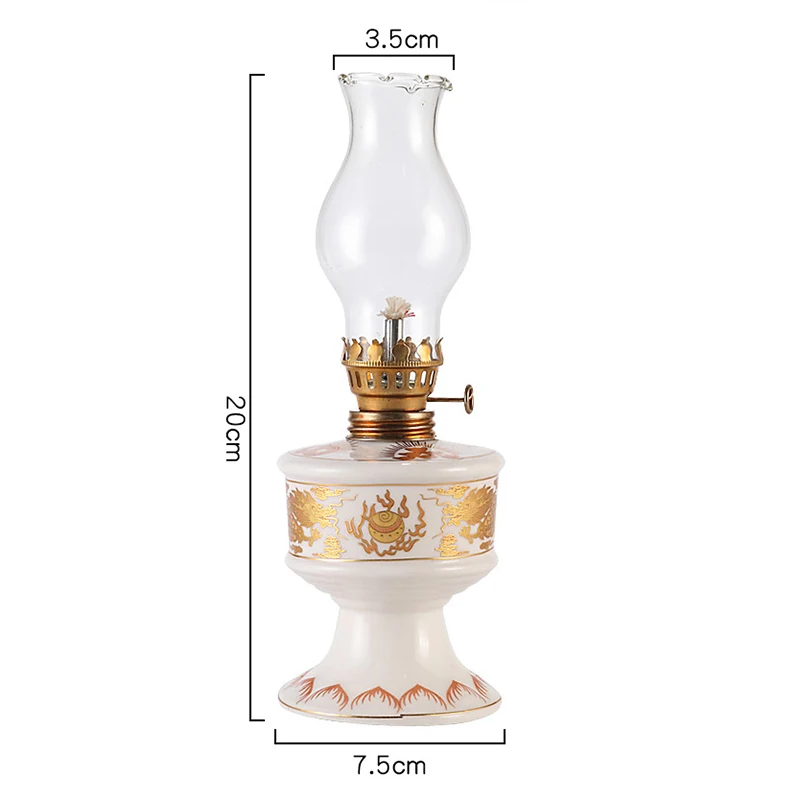 Kamerolielamp voor gebruik binnenshuis Home Decor W/Lont & Cover Vintage Hurricane Kerosinelamp Olielantaarn Hurricane Lamp: Golden