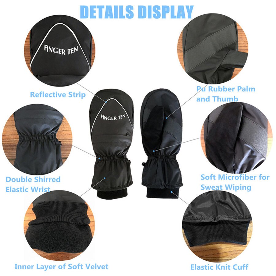 Thermal Pair Windproof Waterproof Winter Golf Gloves Mittens Anti Slip Grip Warm Cold Weather for Men Women