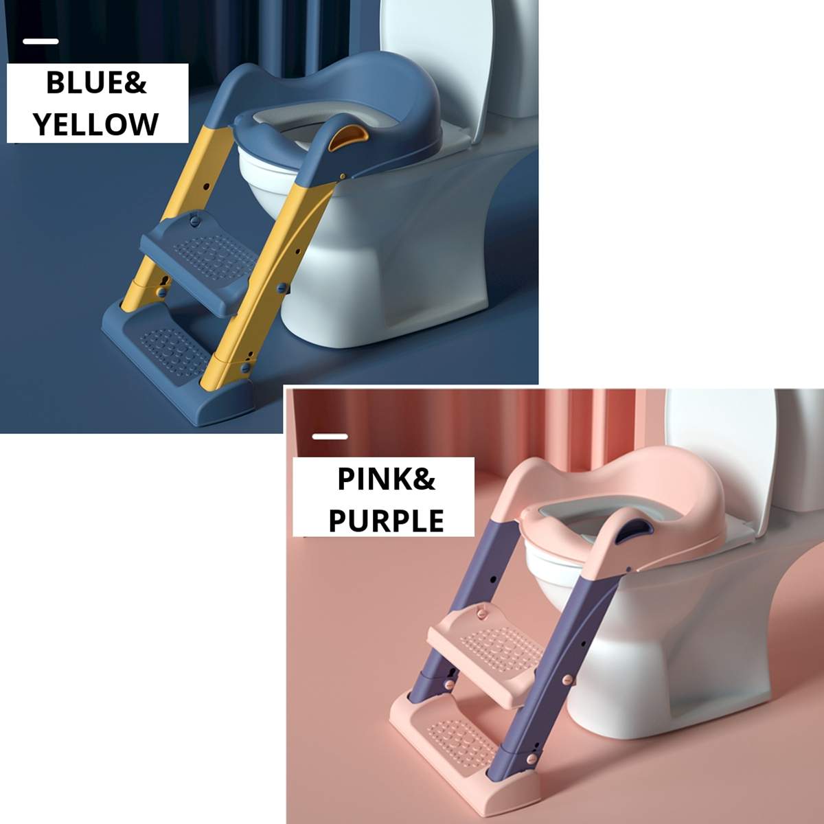 Sammenleggbar barnestol spedbarnspottesete babypotte med trinn og pute krakkestige til smålåve trygt toalettpotter