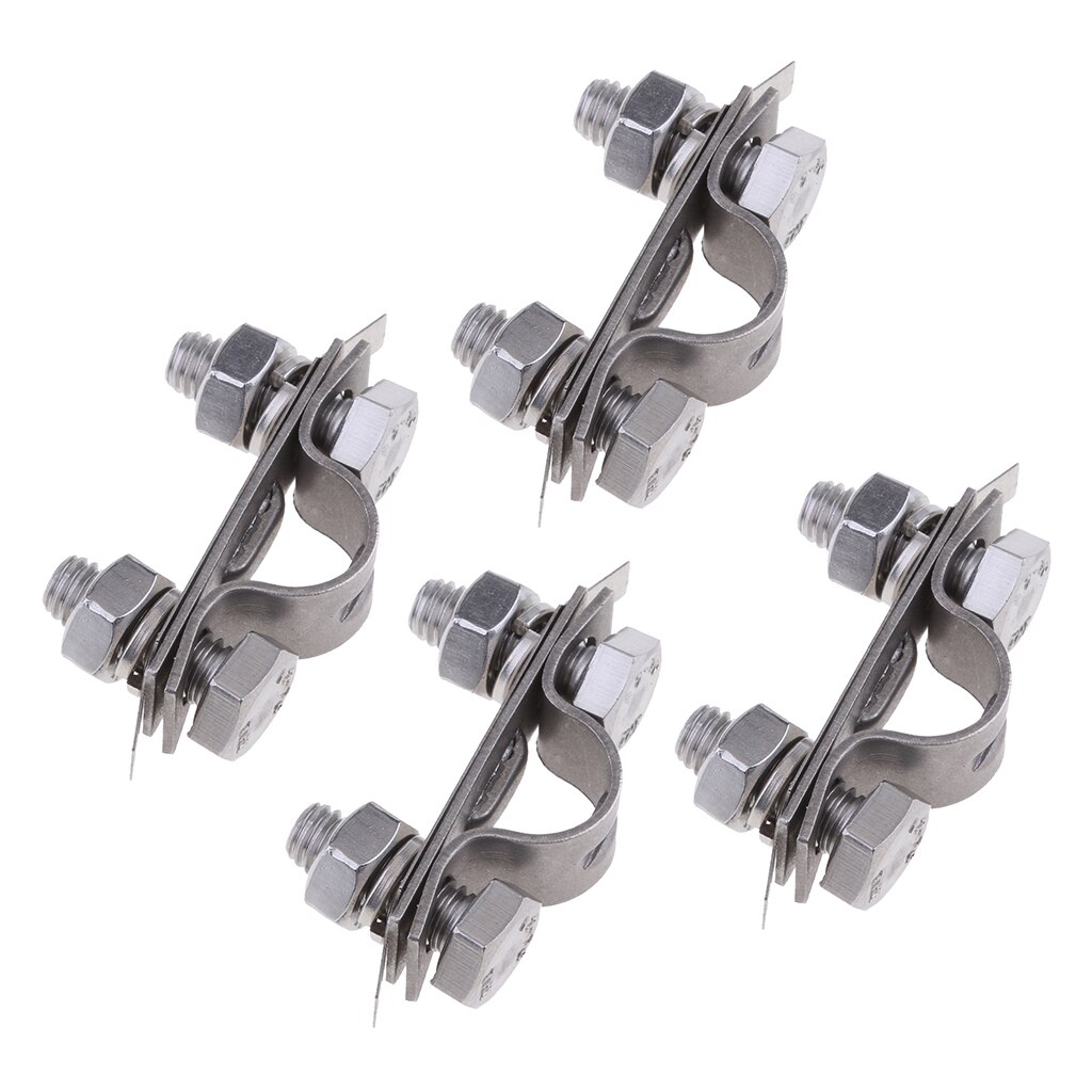 Pack of 4 - 1 inch 25mm Marine Throttle Cable Tube Clamps Clip Bracket and Shim Kit - Stainless Steel