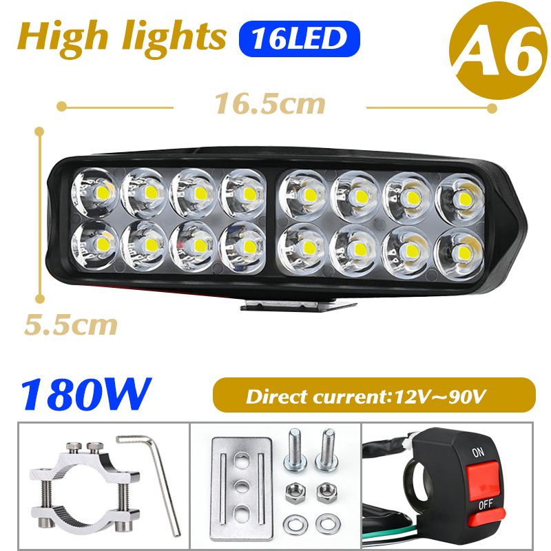 12V~90V 125W Motorcycle Bicycles Driving LED Headlight Chip U5 Motorbike Spotlight Street Moto Fog DRL Spot Head Light Lamp: A6