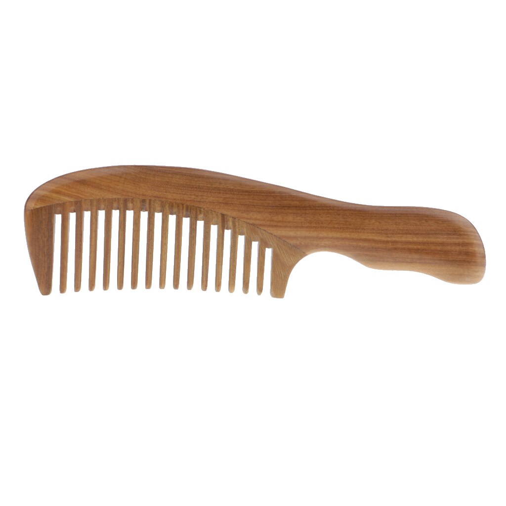 Peine de madera de sándalo peine de diente ancho-cepillo antiestático para el cuidado del cabello masaje de cabeza