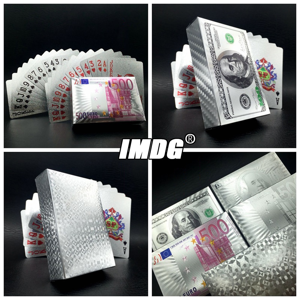 Kleurrijke Zilveren Poker Speelkaarten Waterdicht Pet/Pvc Plastic Poker Toerisme Souvenir