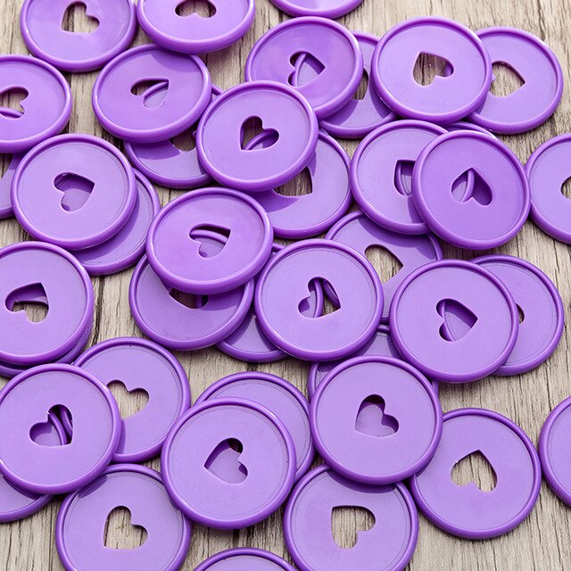 100PCS Colorful Heart Binder Rings Mushroom Hole Loose Leaf Ring Round Binding Plastic Disc Buckle Hoop DIY Binder Notebook: Purple