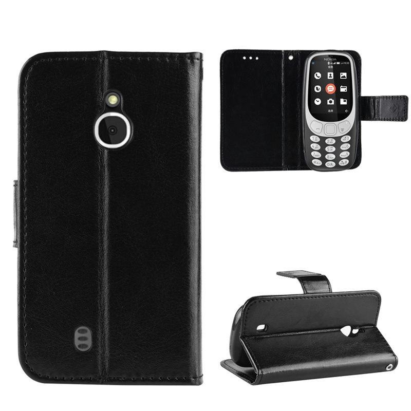 Luxe leren flip-wallet telefoonhoesje voor nokia 3310 3g 4g -1022 met standaardfunctie en draagkoord 3310