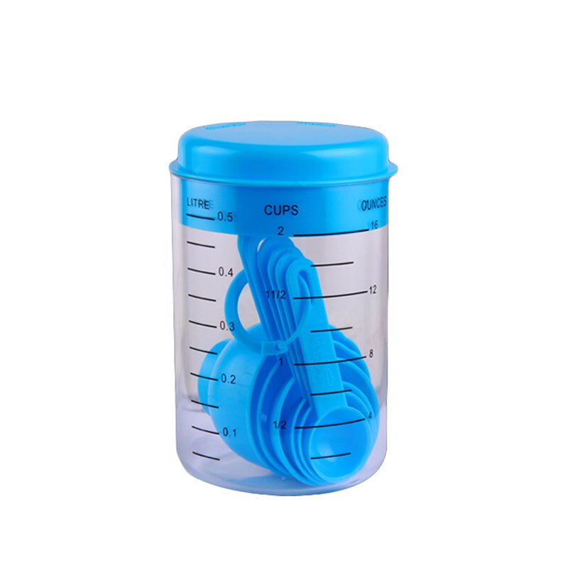 7 Pcs/Set Blue Plastic Measuring Cup Kitchen Measuring Tools Spoons Sets For Kitchen Baking Coffee Graduated Spoons Measuring: Sky Blue