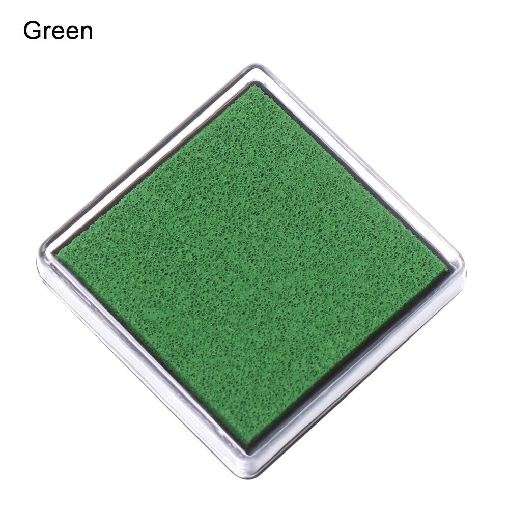 1PC Colorful Ink Pad Printing Oil Stamp Pads Fingerprint Square Inkpad Sponge Scrapbooking Drawing Toys DIY Office School Supply: Green