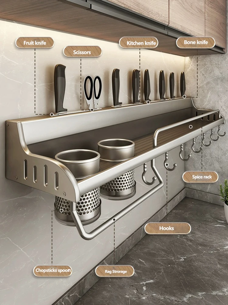 Estante de almacenamiento de cocina, soporte multifuncional para tabla de cortar, estante de pared para especias, estante para utensilios para cocina, soporte para condimentos, organizar