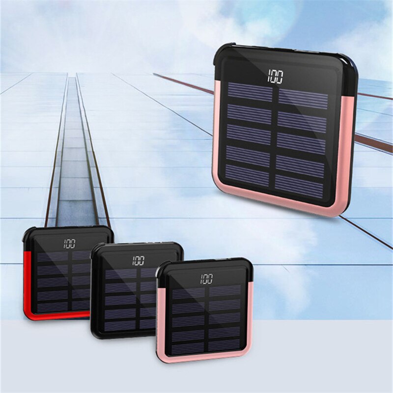 Bærbar solenergi bank digital skærm batteri opladningspakke solenergi bank 10000 mah mini power bank usb type-c telefon kabel