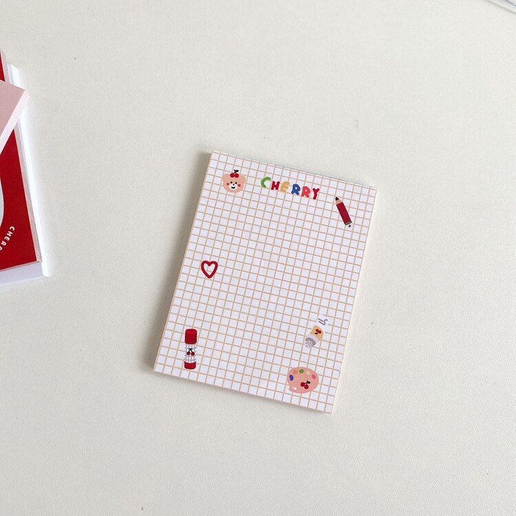 50 Sheets Kawaii Cherry Bear Memo Pad Korean Stationery N Times Sticky Notes Portable Notepad School Office Supply Papeleria: A
