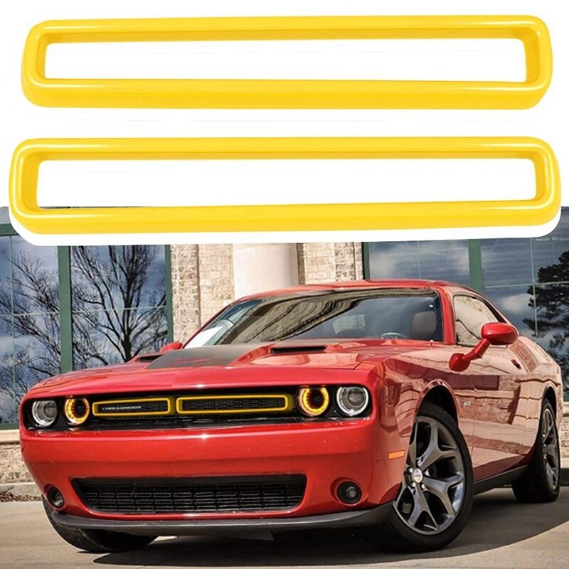 ABS Front Grill Inserts Guards Insert Exterior Accessories Decoration Trim Cover for Dodge Challenger Yellow: Default Title