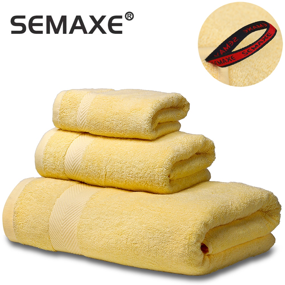 SEMAXE Soft Towels Set Cotton,Bath Towel, Hand Towel,Washcloth,Highly Absorbent, Hotel For Bathroom. yellow,Sell