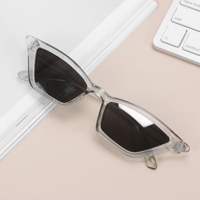 Gafas de sol con forma de ojo de gato para mujer, Estilo Vintage femeninos de anteojos de sol, con montura pequeña, UV400: transparent