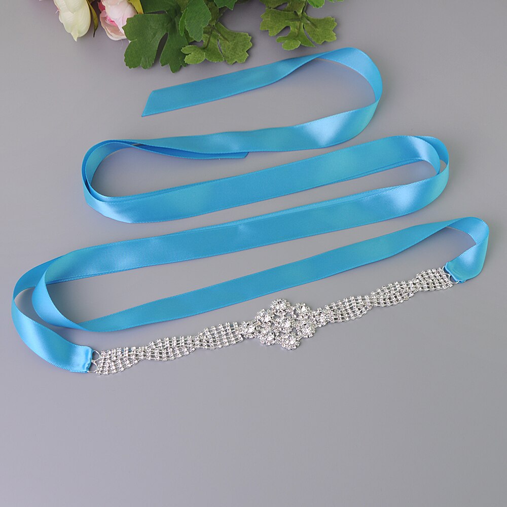 Zms 98 strass bruiloft accessoires trouwjurk riem bruidsriem bruidsmeisjes accessoires riem voor vrouwen huwelijkssjerpen riemen: Blauw