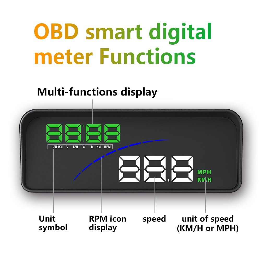 OBD2 HUD Head-Up OBD hud P9 Display Car-styling Hud Display Overspeed Warning Windshield Projector Alarm System Universal Auto